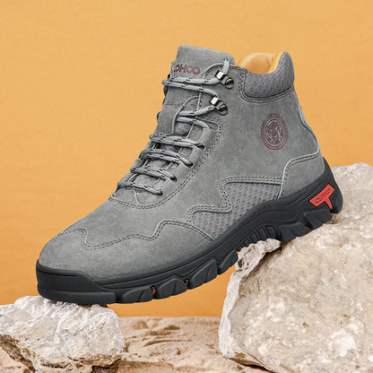Men's Suede Work Boots - Lace-Up, Waterproof, Wide Toe Box with Arch Support
