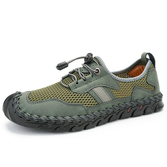 Men's Mesh Hiking Shoes - Slip-On, Breathable, Slip-Resistant, Wide Toe Box with Arch Support