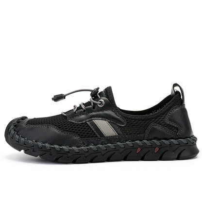 Men's Mesh Hiking Shoes - Slip-On, Breathable, Slip-Resistant, Wide Toe Box with Arch Support