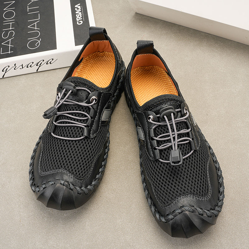 Men's Mesh Hiking Shoes - Slip-On, Breathable, Slip-Resistant, Wide Toe Box with Arch Support