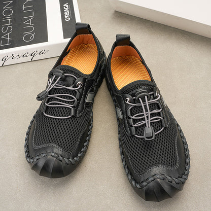 Men's Mesh Hiking Shoes - Slip-On, Breathable, Slip-Resistant, Wide Toe Box with Arch Support