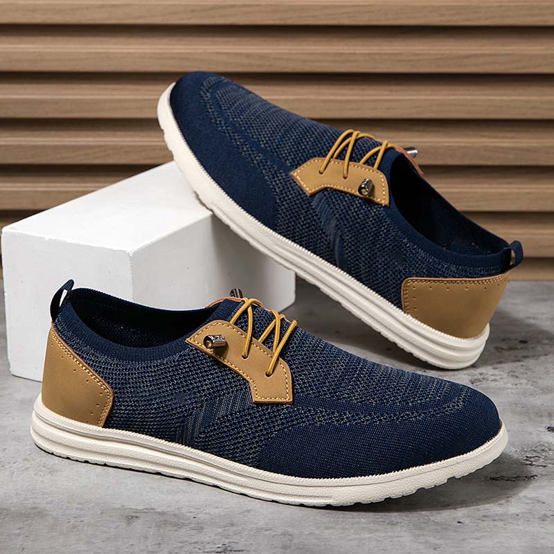 Men's Mesh Walking Shoes - Lace-Up, Breathable, Wide Toe Box with Arch Support