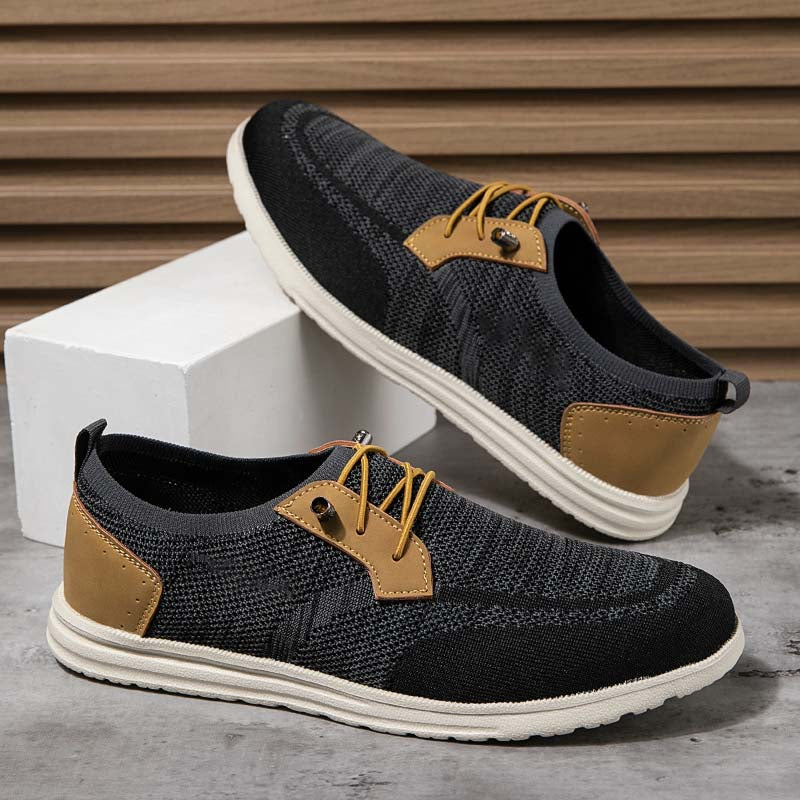 Men's Mesh Walking Shoes - Lace-Up, Breathable, Wide Toe Box with Arch Support