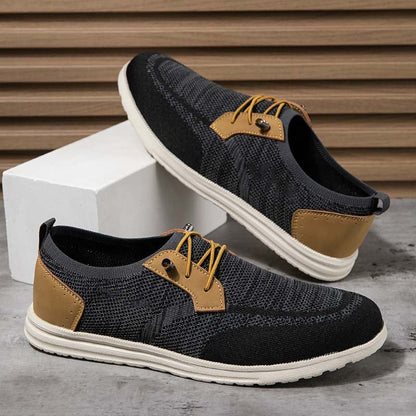 Men's Mesh Walking Shoes - Lace-Up, Breathable, Wide Toe Box with Arch Support