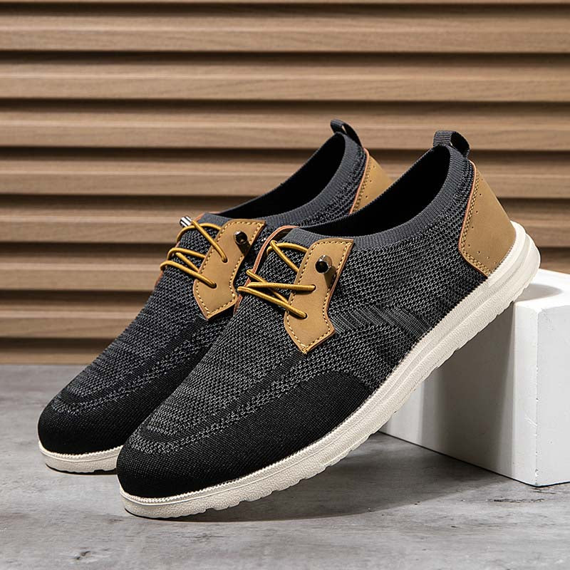 Men's Mesh Walking Shoes - Lace-Up, Breathable, Wide Toe Box with Arch Support