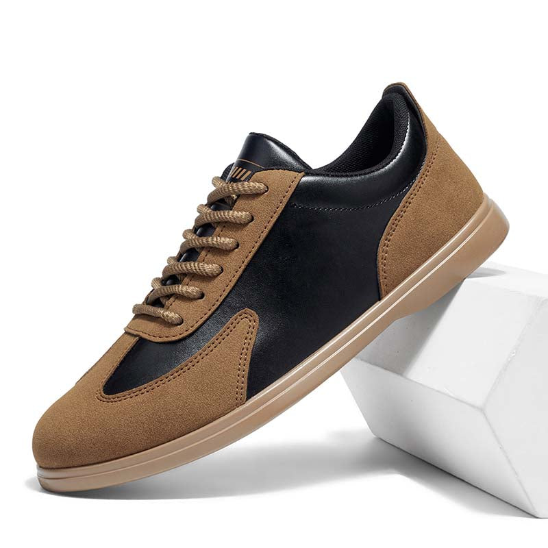 Men's Mixed Material Casual Boots - Lace-Up, Waterproof, Wide Toe Box with Arch Support