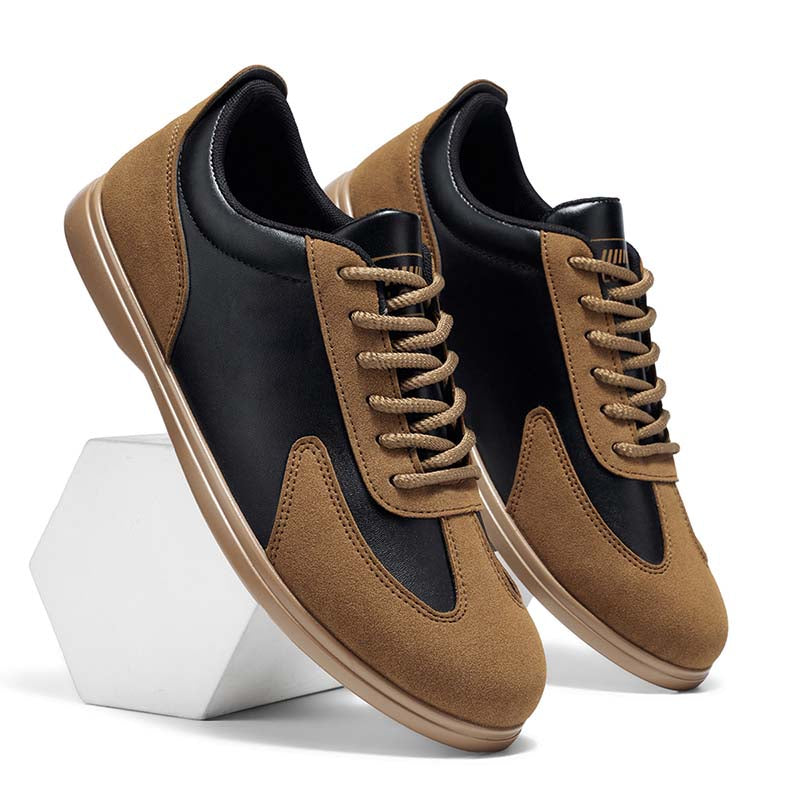 Men's Mixed Material Casual Boots - Lace-Up, Waterproof, Wide Toe Box with Arch Support