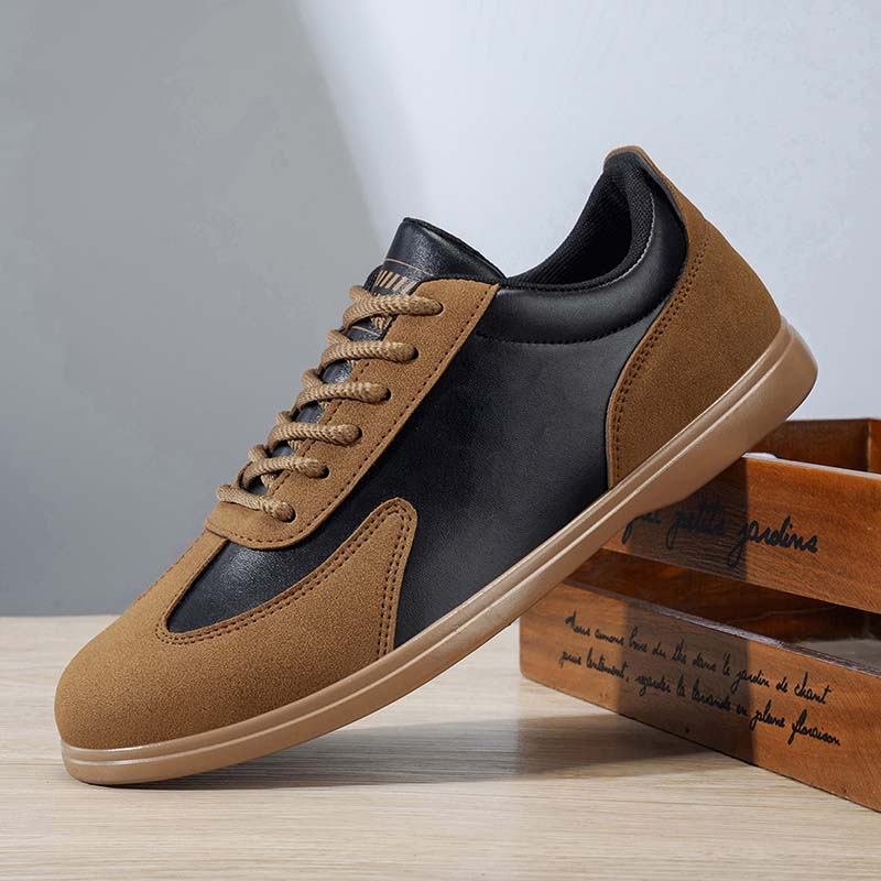 Men's Mixed Material Casual Boots - Lace-Up, Waterproof, Wide Toe Box with Arch Support