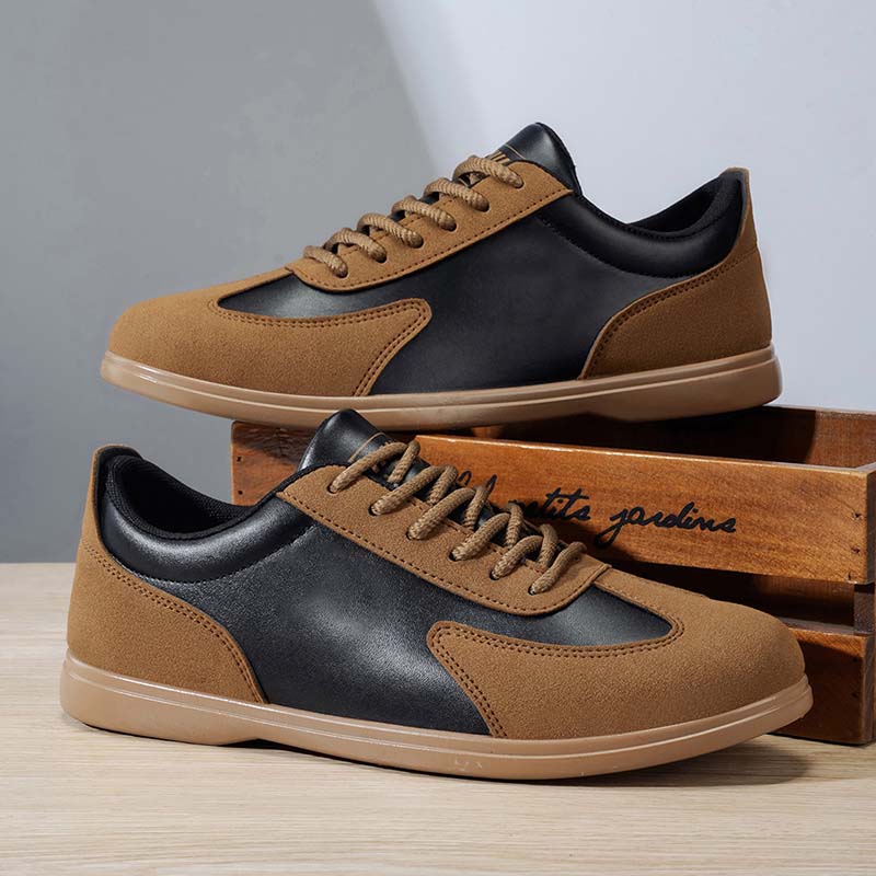 Men's Mixed Material Casual Boots - Lace-Up, Waterproof, Wide Toe Box with Arch Support
