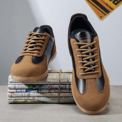 Men's Mixed Material Casual Boots - Lace-Up, Waterproof, Wide Toe Box with Arch Support