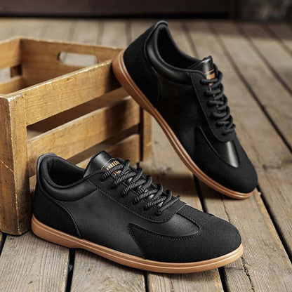 Men's Mixed Material Casual Boots - Lace-Up, Waterproof, Wide Toe Box with Arch Support