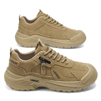 Men’s Waterproof Suede Hiking Shoes for Tired Feet | Wide Toe Box, Arch Support & Non-Slip Grip for Work, Trails & Wet Weather