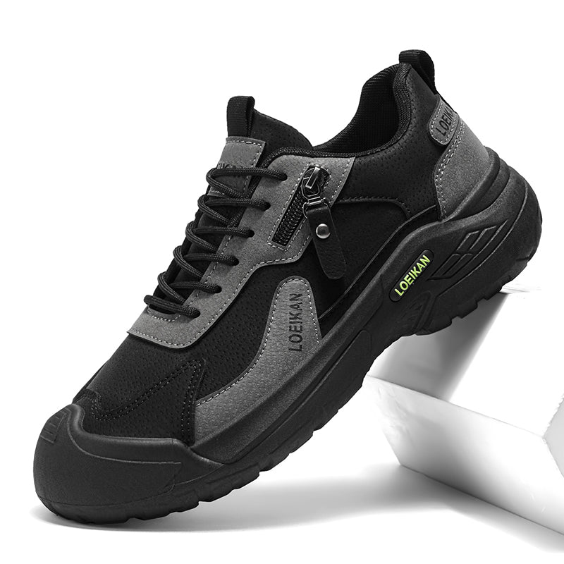 Men’s Waterproof Suede Hiking Shoes for Tired Feet | Wide Toe Box, Arch Support & Non-Slip Grip for Work, Trails & Wet Weather