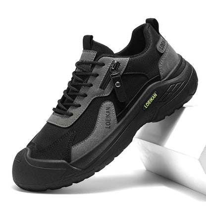 Men’s Waterproof Suede Hiking Shoes for Tired Feet | Wide Toe Box, Arch Support & Non-Slip Grip for Work, Trails & Wet Weather