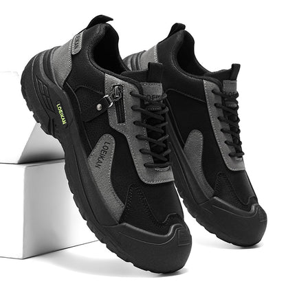 Men’s Waterproof Suede Hiking Shoes for Tired Feet | Wide Toe Box, Arch Support & Non-Slip Grip for Work, Trails & Wet Weather