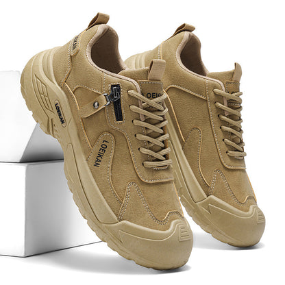 Men’s Waterproof Suede Hiking Shoes for Tired Feet | Wide Toe Box, Arch Support & Non-Slip Grip for Work, Trails & Wet Weather