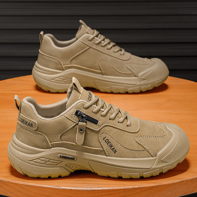 Men’s Waterproof Suede Hiking Shoes for Tired Feet | Wide Toe Box, Arch Support & Non-Slip Grip for Work, Trails & Wet Weather