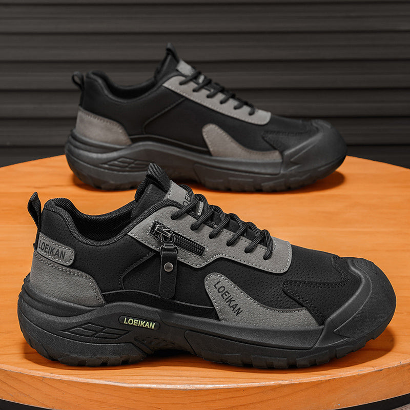 Men’s Waterproof Suede Hiking Shoes for Tired Feet | Wide Toe Box, Arch Support & Non-Slip Grip for Work, Trails & Wet Weather
