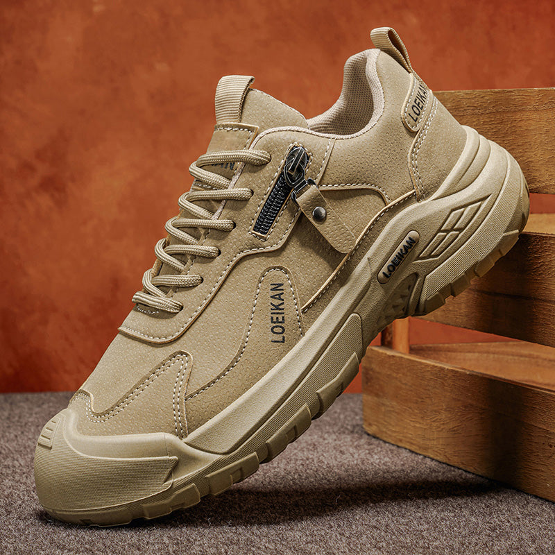 Men’s Waterproof Suede Hiking Shoes for Tired Feet | Wide Toe Box, Arch Support & Non-Slip Grip for Work, Trails & Wet Weather