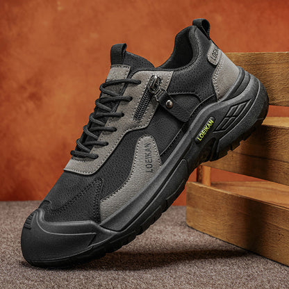 Men’s Waterproof Suede Hiking Shoes for Tired Feet | Wide Toe Box, Arch Support & Non-Slip Grip for Work, Trails & Wet Weather