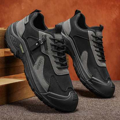 Men’s Waterproof Suede Hiking Shoes for Tired Feet | Wide Toe Box, Arch Support & Non-Slip Grip for Work, Trails & Wet Weather
