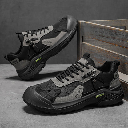 Men’s Waterproof Suede Hiking Shoes for Tired Feet | Wide Toe Box, Arch Support & Non-Slip Grip for Work, Trails & Wet Weather