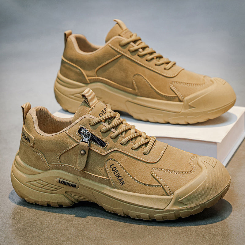 Men’s Waterproof Suede Hiking Shoes for Tired Feet | Wide Toe Box, Arch Support & Non-Slip Grip for Work, Trails & Wet Weather