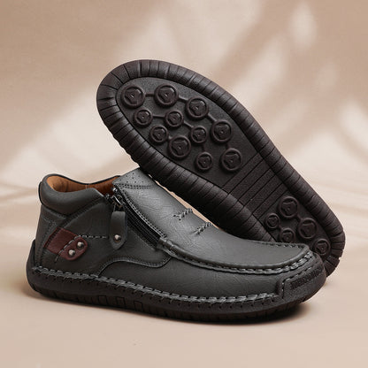 ⏰Limited Time Sale 70% OFF-Men’s Handmade Premium Leather Slip-On Driving Boots – Wide Toe, Arch Support, Waterproof, Pressure Relief, Non-Slip Sole for Casual, Travel & Outdoor