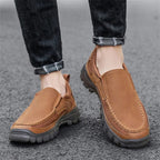 (Medical Certification) Men's Orthopedic Genuine Leather Shoes for Diabetics, Arch Support Hiking Shoes for Plantar Fasciitis