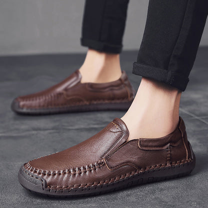 Men’s Handmade Leather Loafers – Arch Support, Wide Toe Box, Slip-On Comfort & Non-Slip Sole for Everyday Wear