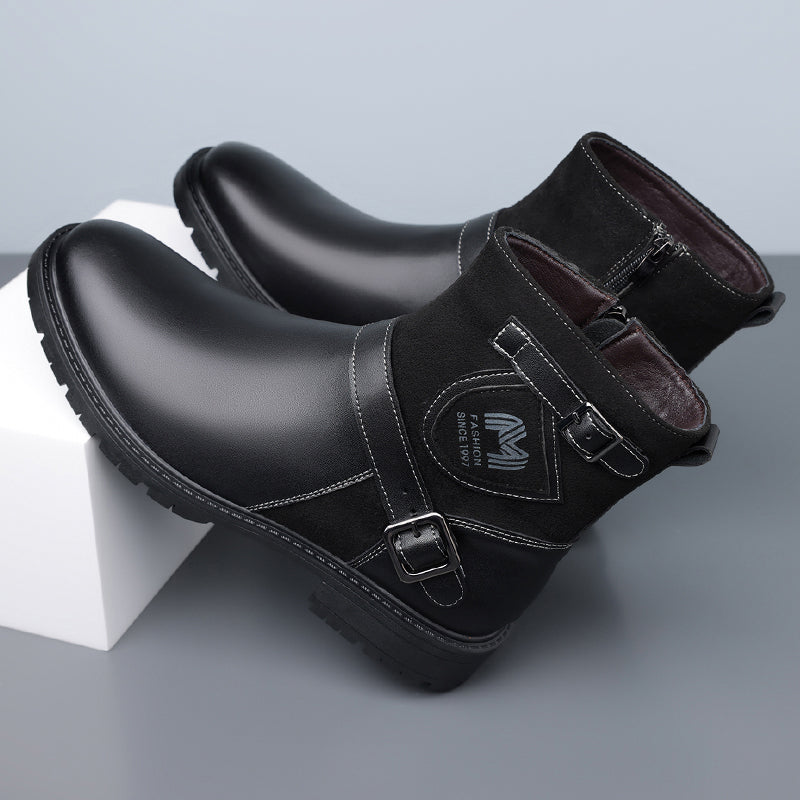 Men’s Orthopedic Motorcycle Handmade Boot–Pressure Relief, Waterproof, Slip-Resistant, Wide Toe, Arch&Ankle Support