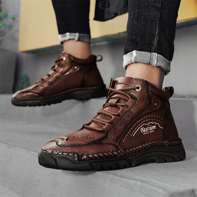 ⏰Limited-Time 70% OFF – Men’s Handmade Orthopedic Leather Boots – Wide Toe Box, Waterproof, Arch Support & Pressure Relief