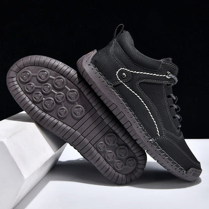 (💥Top Rated Choice) Men’s Handmade Leather Outdoor Shoes – Arch Support, Wide Fit, Comfortable, Rugged Non-Slip Sole for Work & Hiking