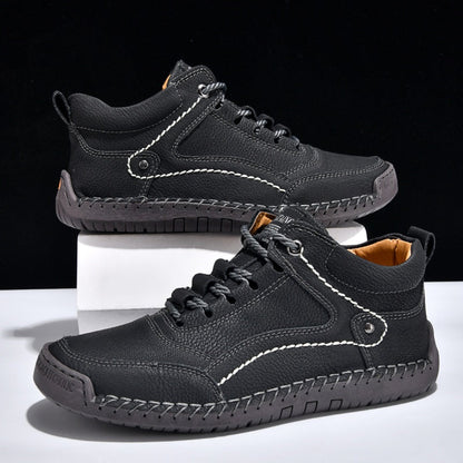 (💥Top Rated Choice) Men’s Handmade Leather Outdoor Shoes – Arch Support, Wide Fit, Comfortable, Rugged Non-Slip Sole for Work & Hiking