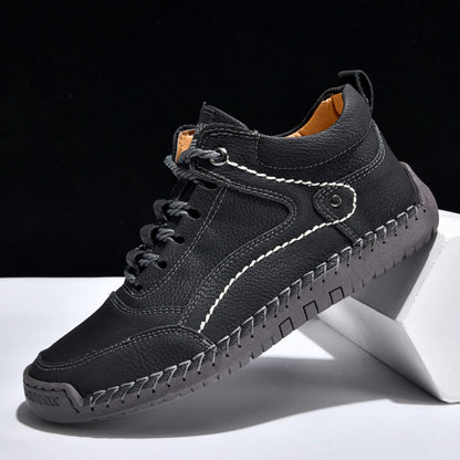 (💥Top Rated Choice) Men’s Handmade Leather Outdoor Shoes – Arch Support, Wide Fit, Comfortable, Rugged Non-Slip Sole for Work & Hiking