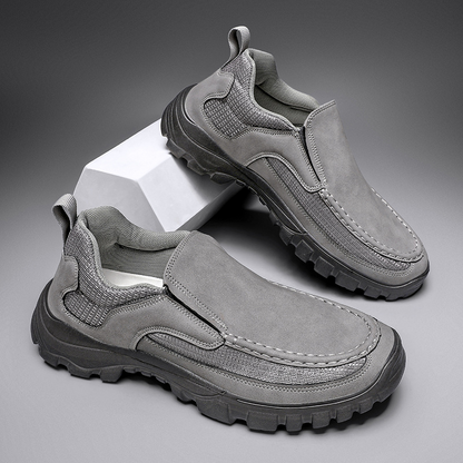 (Medical Certification) Men's Orthopedic Genuine Leather Shoes for Diabetics, Arch Support Hiking Shoes for Plantar Fasciitis