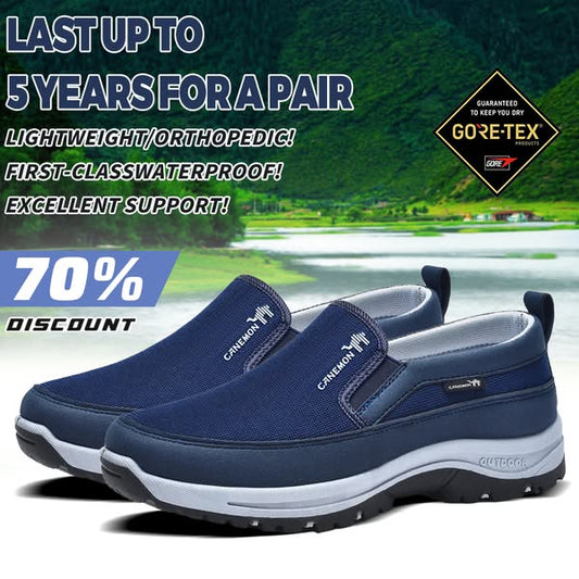 (🎁#8 Best Seller) Men's Slip-On Walking Shoes with Lightweight Cushioned Sole - Waterproof Mesh, Anti-Slip, Wide Toe, Arch Support