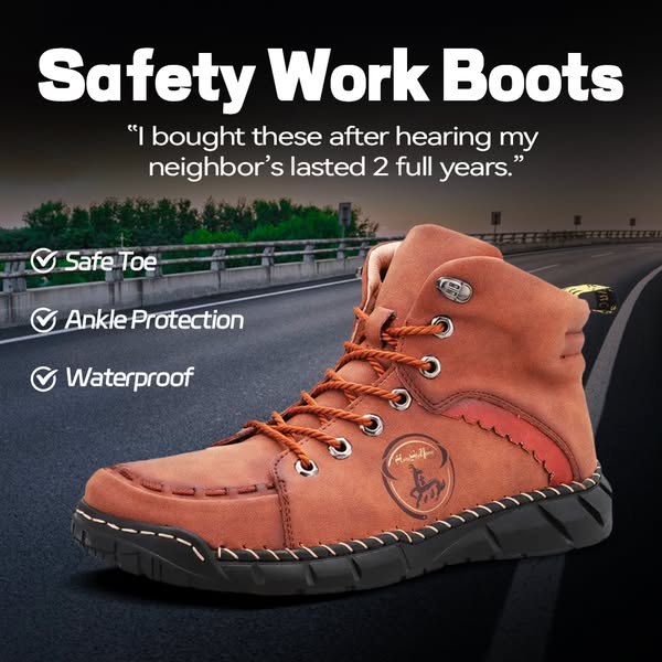 (🎁#5 Best Seller) Men's Orthopedic Safety Work Shoes - Protective Toe ; Ankle Protection ;  Waterproof ; Lightweight ;Shock Absorption ; Non-Slip ; Durable for 3 years