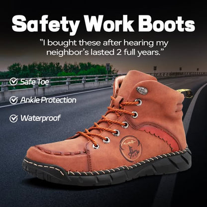 (🎁#5 Best Seller) Men's Orthopedic Safety Work Shoes - Protective Toe ; Ankle Protection ;  Waterproof ; Lightweight ;Shock Absorption ; Non-Slip ; Durable for 3 years