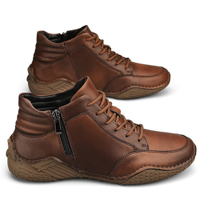 ⏰Limited-Time 70% OFF –Men's Orthopedic Ankle Boots Leather with Zip – Arch Support, Non-Slip, Waterproof, Boots for Work & Outdoors