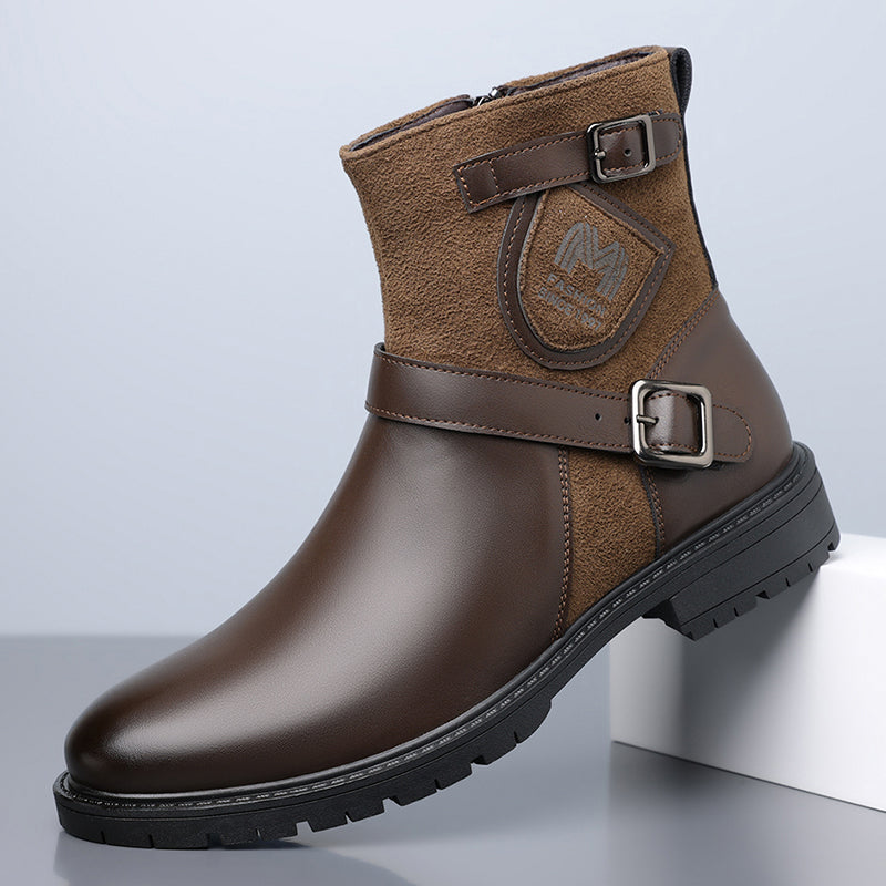 Men’s Orthopedic Motorcycle Handmade Boot–Pressure Relief, Waterproof, Slip-Resistant, Wide Toe, Arch&Ankle Support
