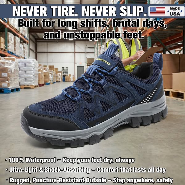 Men’s Athletic Work Shoes – Arch Support, Wide Toe Box, Breathable, Lightweight, Non-Slip, Built for Hiking & Outdoor Use