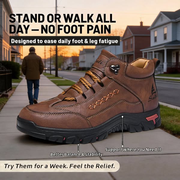 (🎁#5 Best Seller)  Men’s Orthopedic Handmade Leather Driving Boots–Pressure Relief, Waterproof, Slip-Resistant, Wide Toe, Arch&Ankle Support for Everyday & Travel