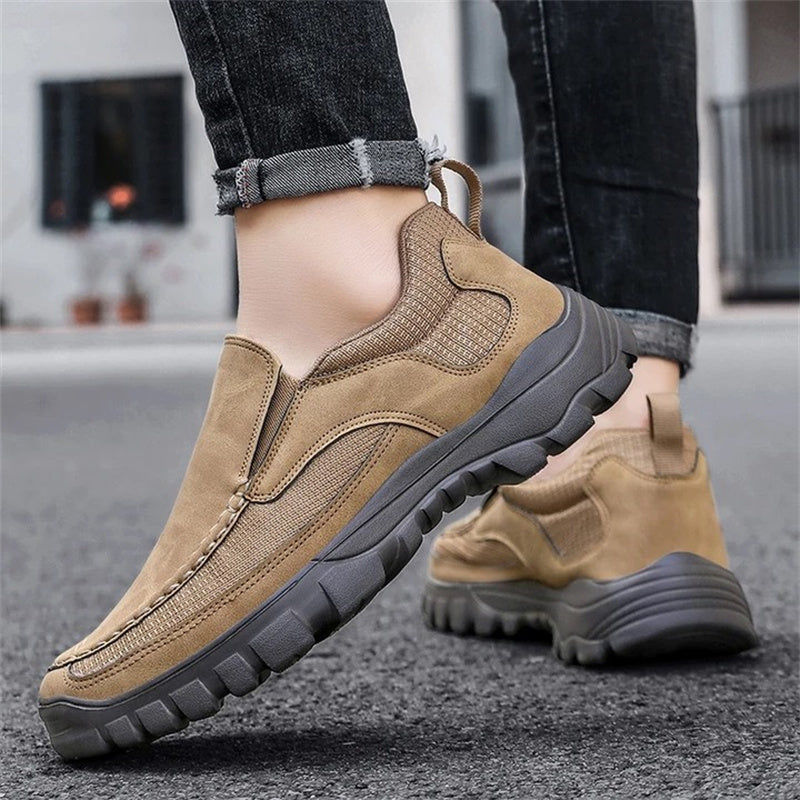 Men's Orthopedic Genuine Leather Relaxed-Fit Slip-On Loafer for Diabetics, Arch Support Hiking Shoes for  everyday casual wear