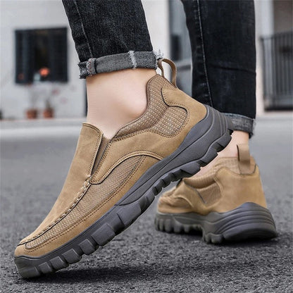 Men's Orthopedic Genuine Leather Relaxed-Fit Slip-On Loafer for Diabetics, Arch Support Hiking Shoes for  everyday casual wear
