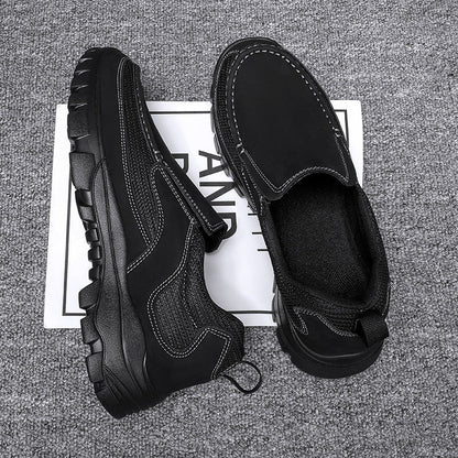 (Medical Certification) Men's Orthopedic Genuine Leather Shoes for Diabetics, Arch Support Hiking Shoes for Plantar Fasciitis