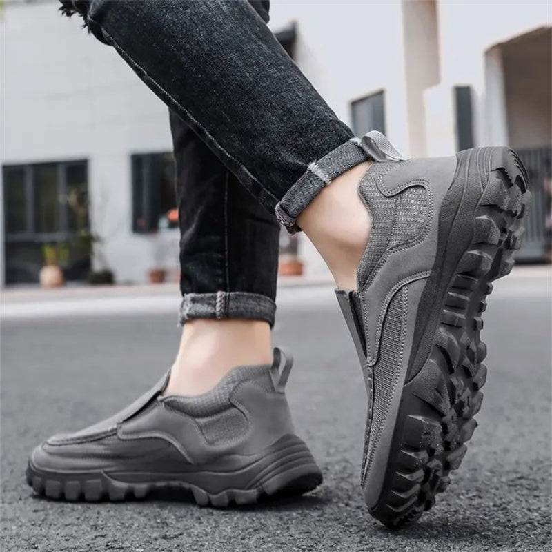 Men's Orthopedic Genuine Leather Relaxed-Fit Slip-On Loafer for Diabetics, Arch Support Hiking Shoes for  everyday casual wear