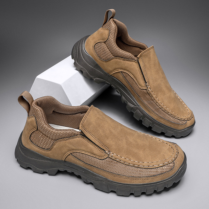 Men's Orthopedic Genuine Leather Relaxed-Fit Slip-On Loafer for Diabetics, Arch Support Hiking Shoes for  everyday casual wear