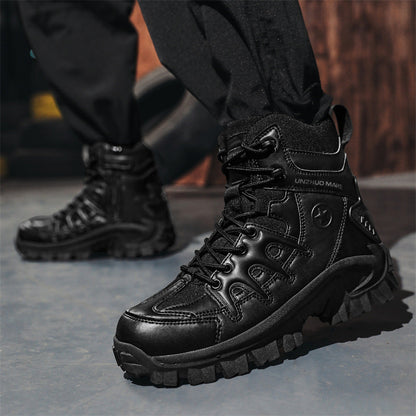 Men Ankle Support Waterproof Non-Slip Hiking Boots Anti-Puncture Anti-Sprain Work Boots