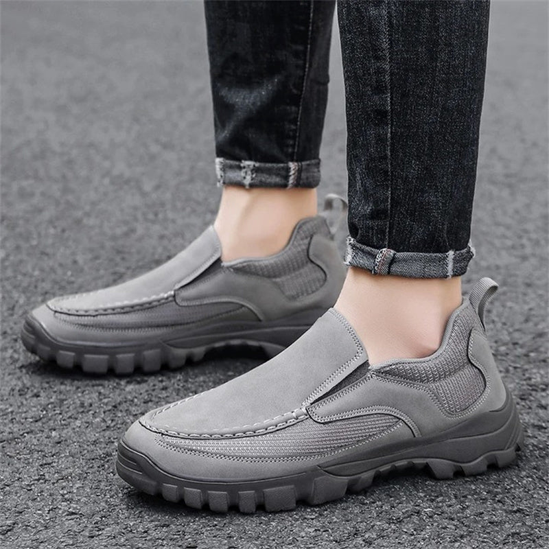 Men's Orthopedic Genuine Leather Relaxed-Fit Slip-On Loafer for Diabetics, Arch Support Hiking Shoes for  everyday casual wear